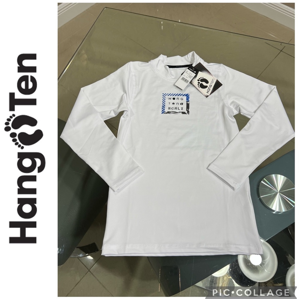 NWT Hang Ten Boys Long Sleeve Rash Guard Shirt size 10